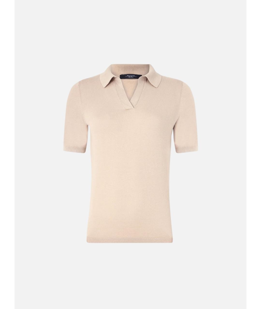 WEEKEND MAX MARA Бежевая шелковая футболка, фото 6