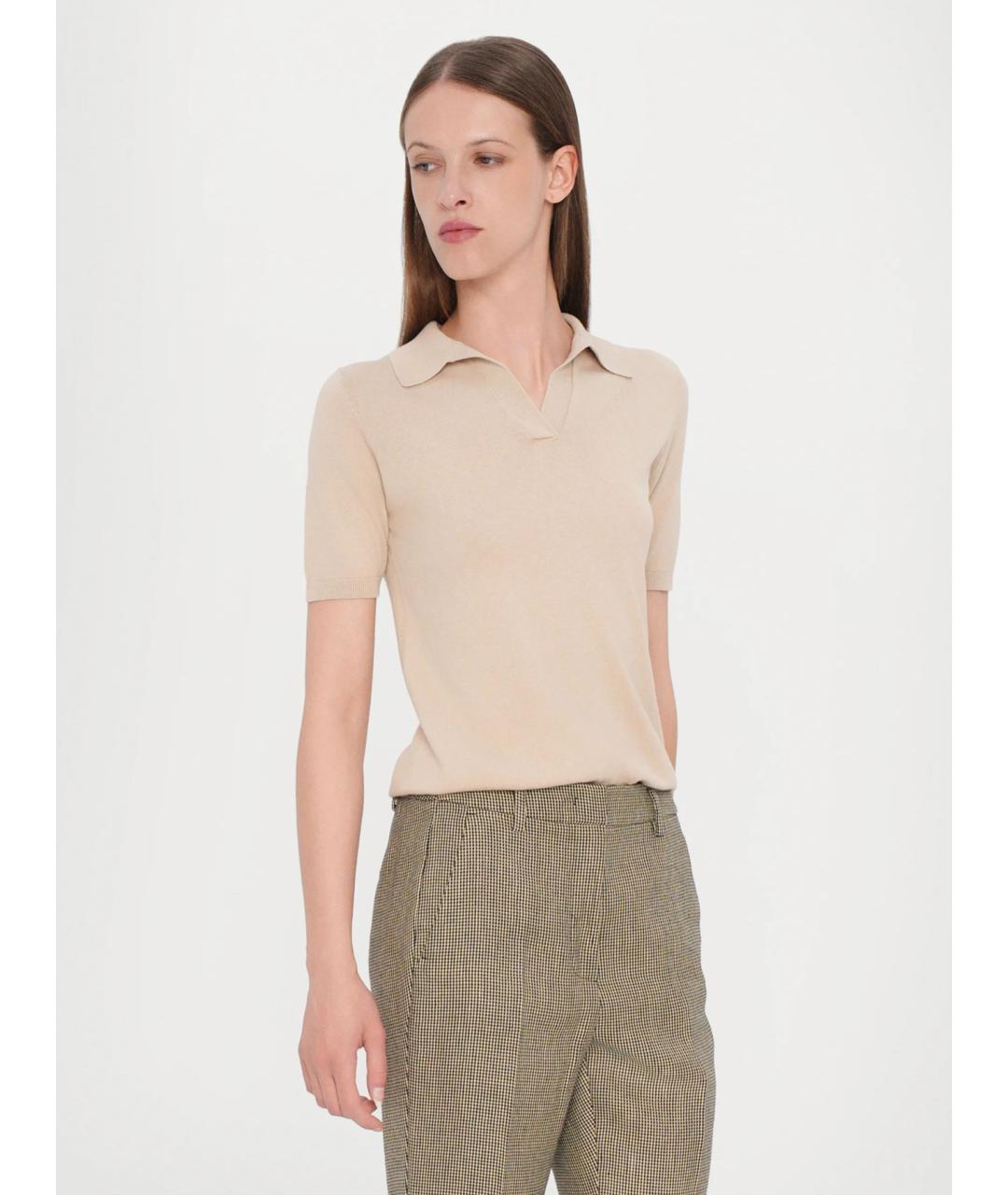 WEEKEND MAX MARA Бежевая шелковая футболка, фото 4