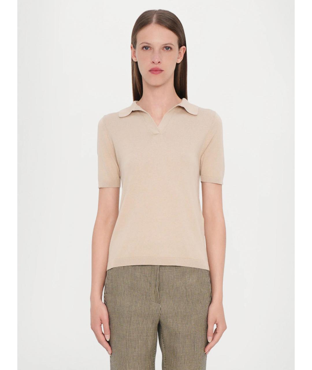 WEEKEND MAX MARA Бежевая шелковая футболка, фото 2