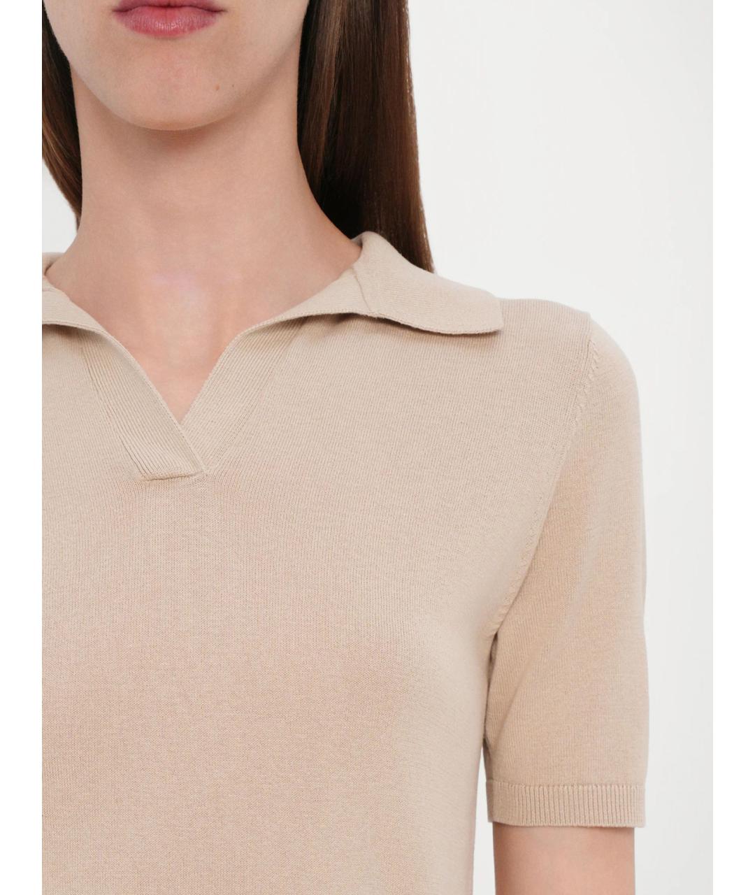 WEEKEND MAX MARA Бежевая шелковая футболка, фото 5