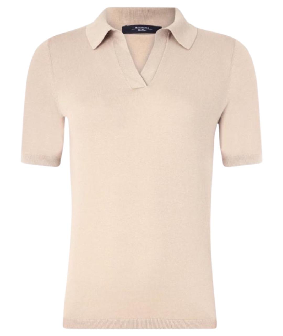 WEEKEND MAX MARA Бежевая шелковая футболка, фото 1