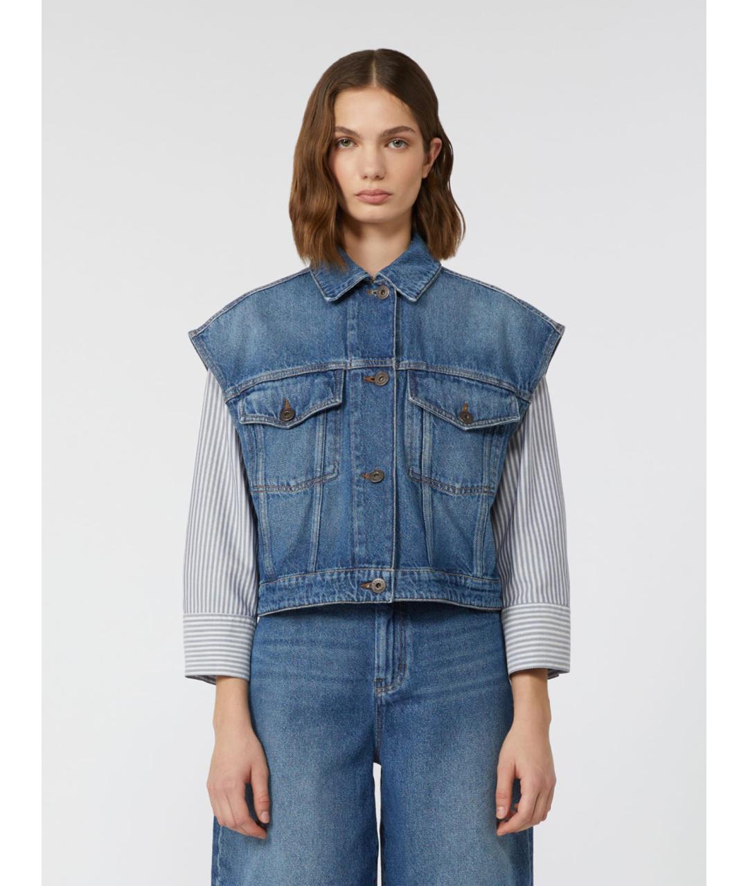 WEEKEND MAX MARA Синий хлопковый жилет, фото 5