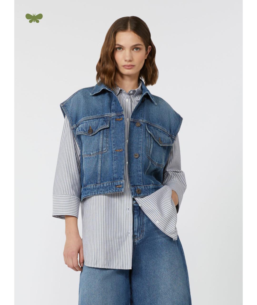 WEEKEND MAX MARA Синий хлопковый жилет, фото 3