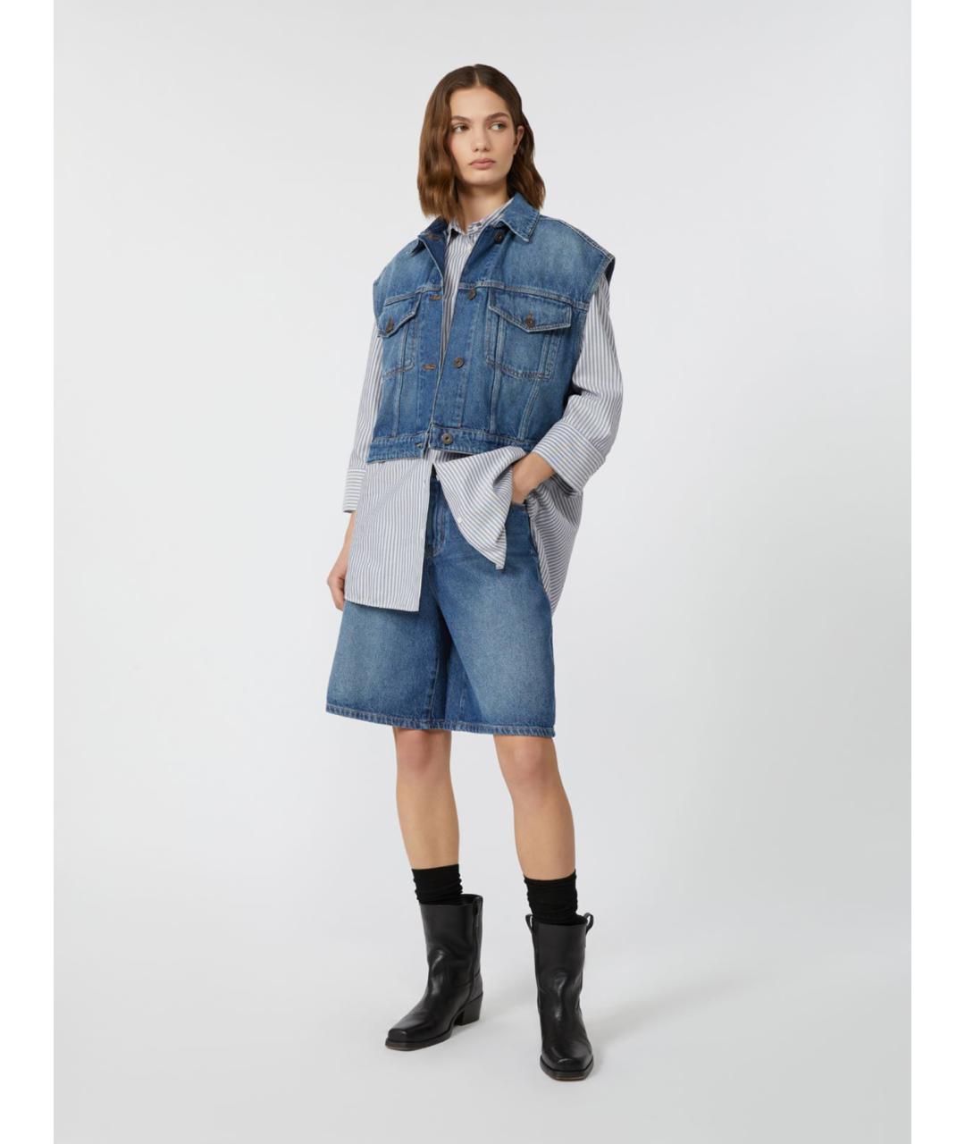 WEEKEND MAX MARA Синий хлопковый жилет, фото 2