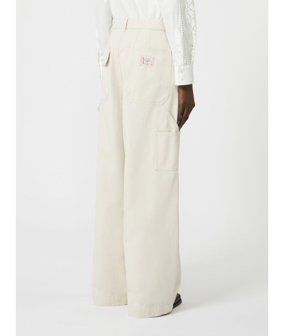 WEEKEND MAX MARA Белые хлопковые брюки широкие, фото 5