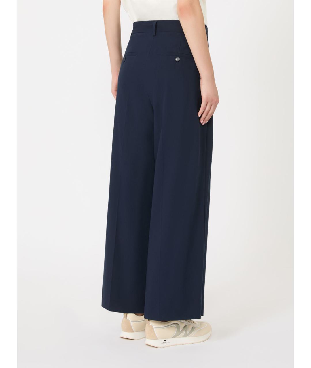 WEEKEND MAX MARA Синие хлопковые прямые брюки, фото 3