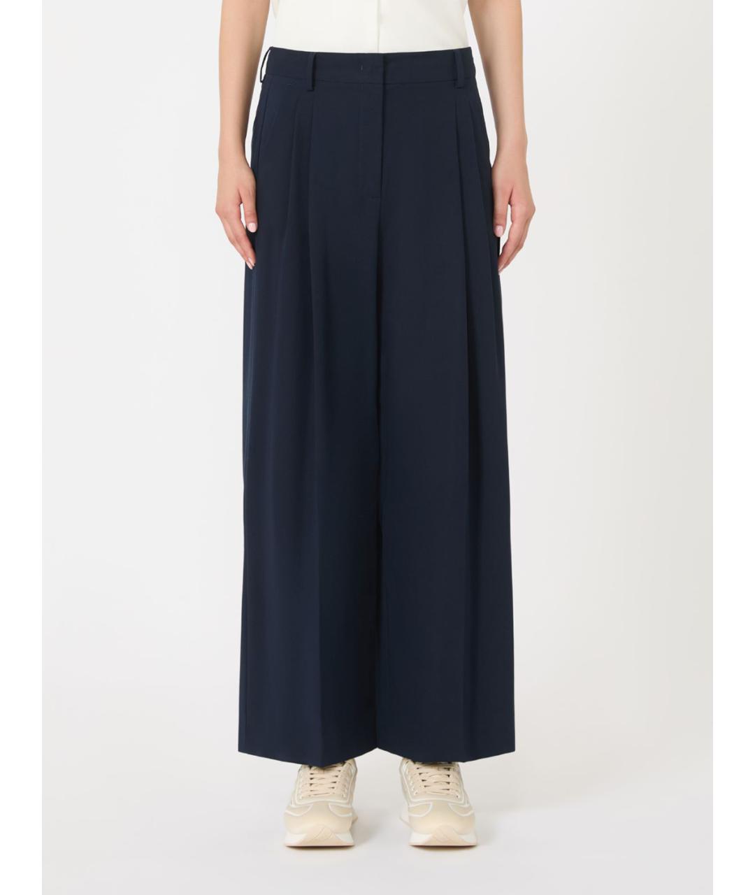 WEEKEND MAX MARA Синие хлопковые прямые брюки, фото 4