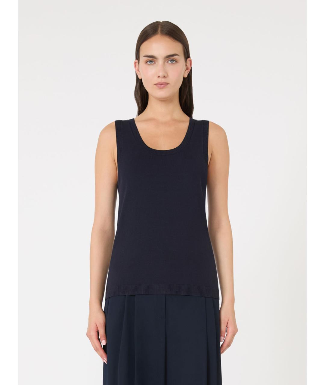 WEEKEND MAX MARA Синяя вискозная майка, фото 4