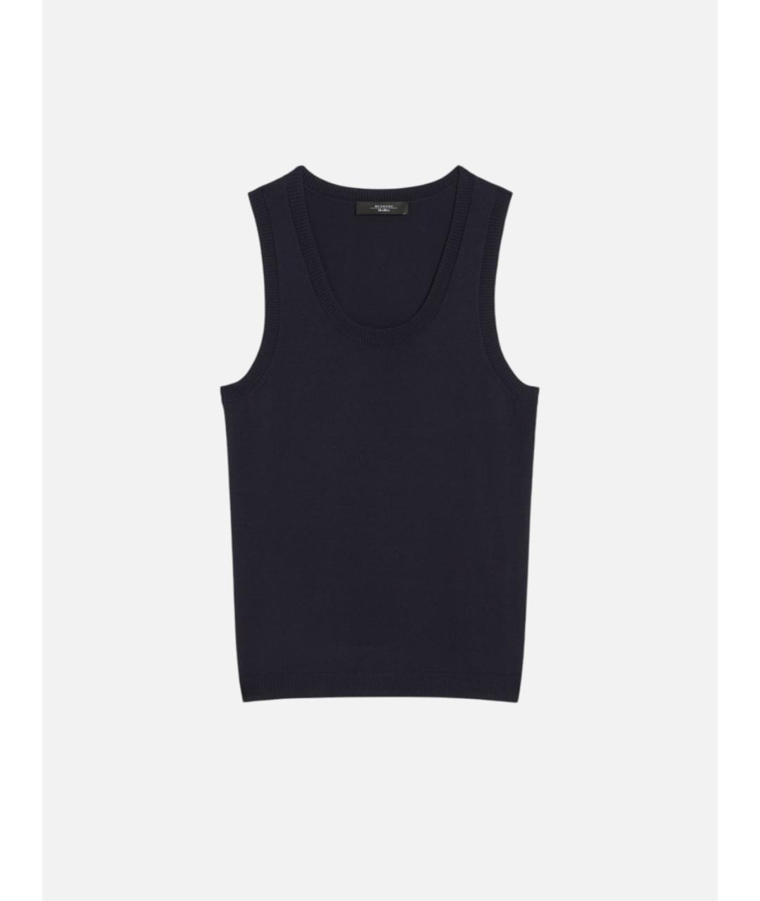 WEEKEND MAX MARA Синяя вискозная майка, фото 5