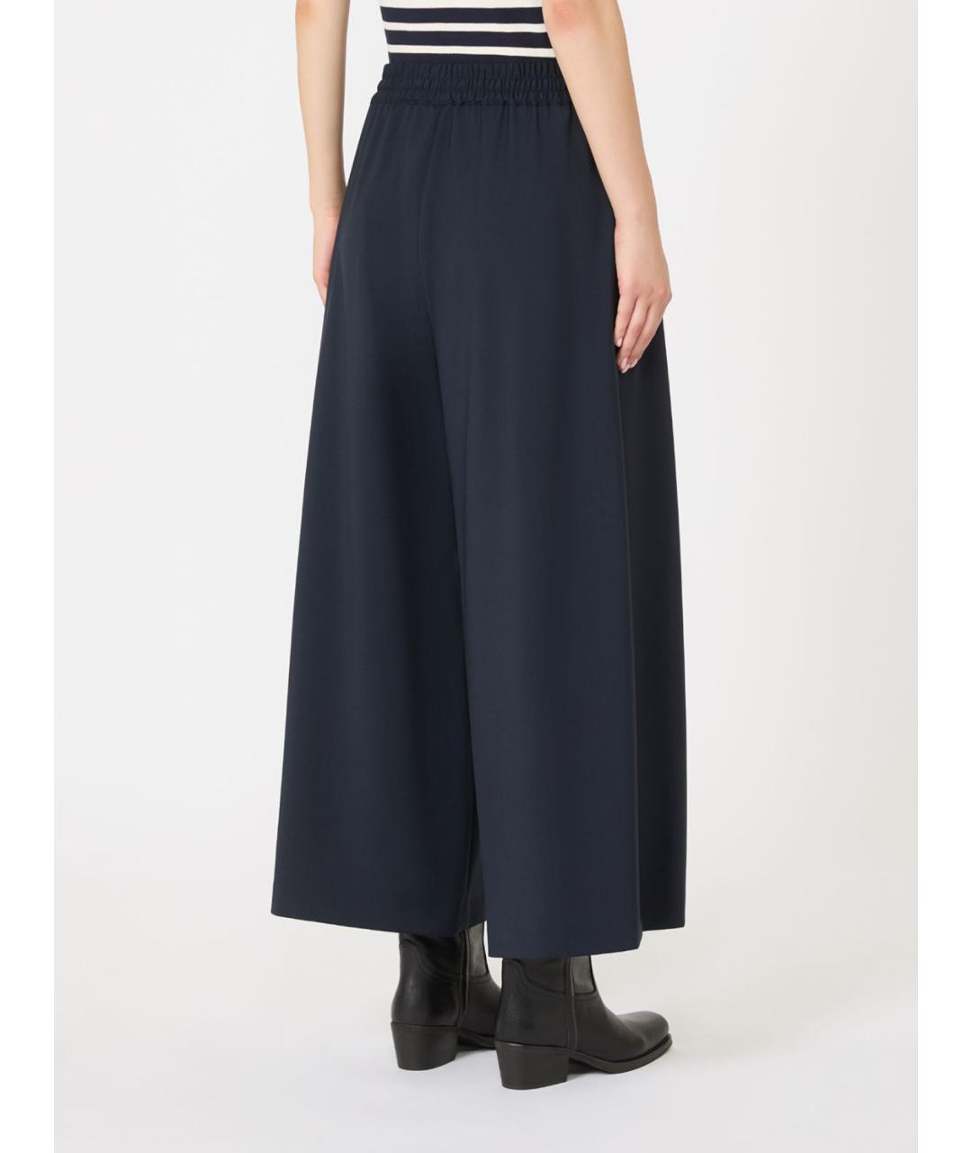 WEEKEND MAX MARA Синие шерстяные брюки широкие, фото 3