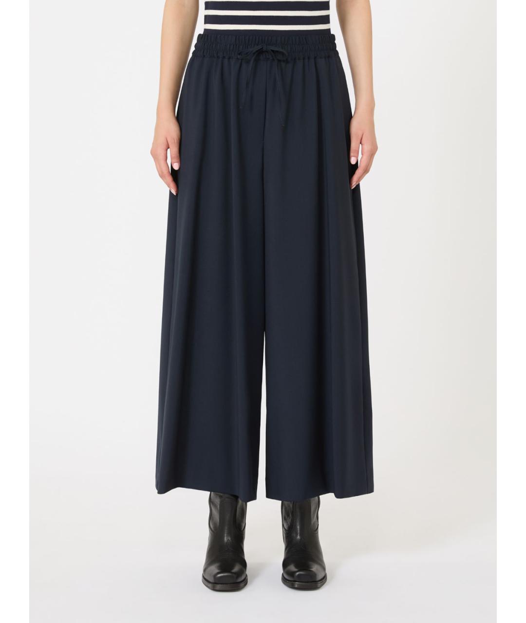 WEEKEND MAX MARA Синие шерстяные брюки широкие, фото 4