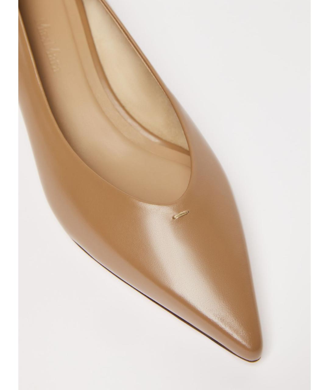 MAX MARA Бежевые кожаные туфли, фото 4