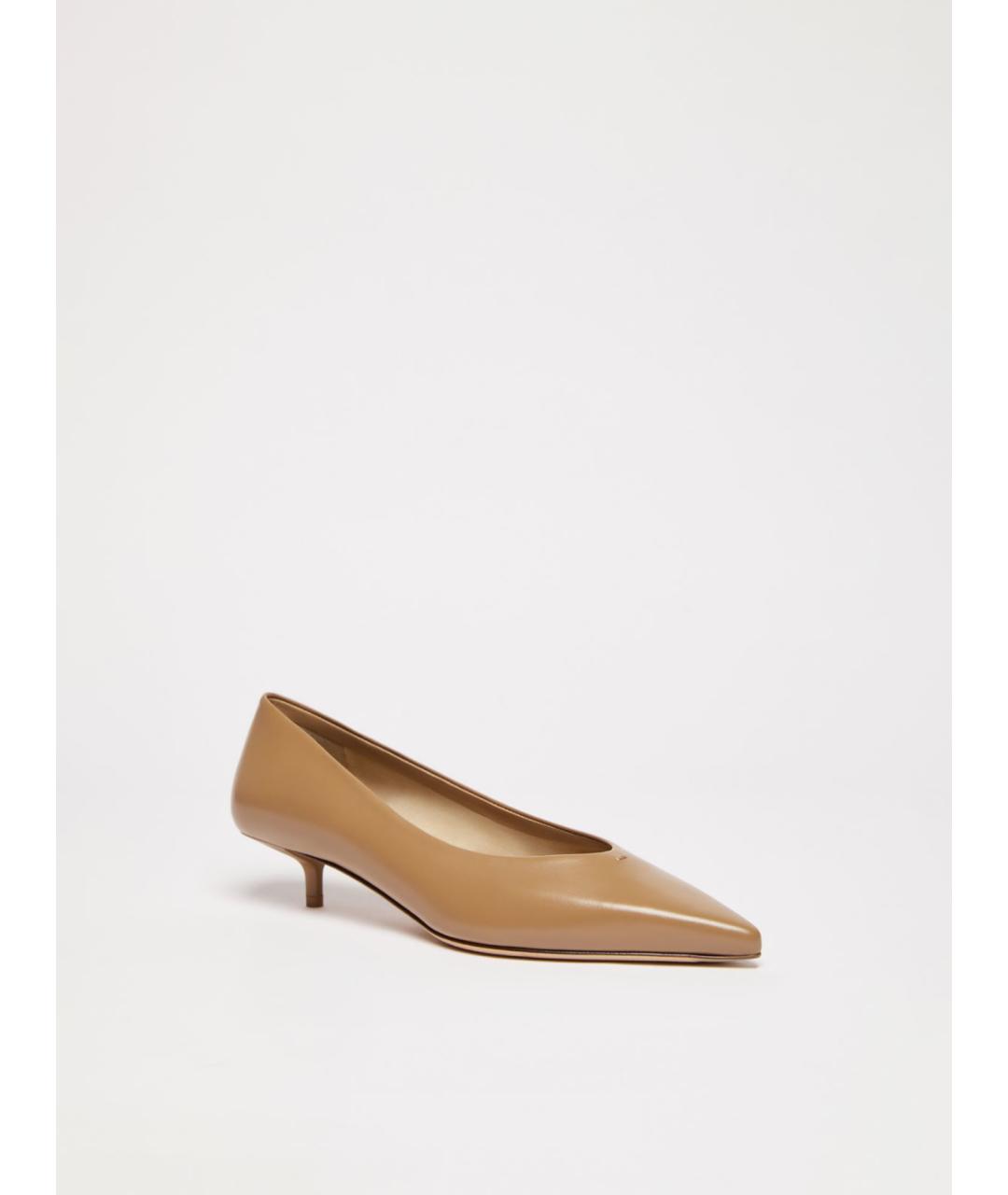 MAX MARA Бежевые кожаные туфли, фото 5
