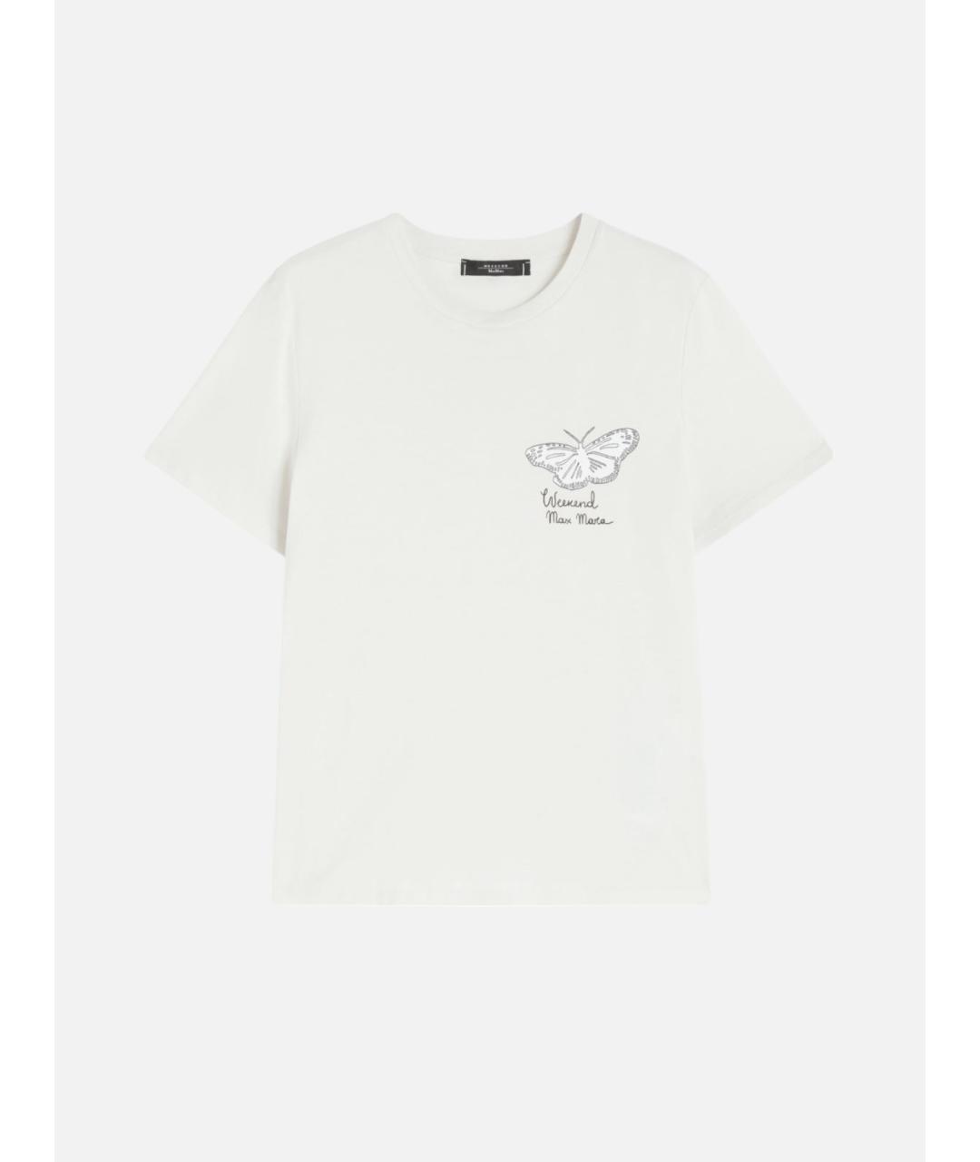 WEEKEND MAX MARA Белая хлопковая футболка, фото 5