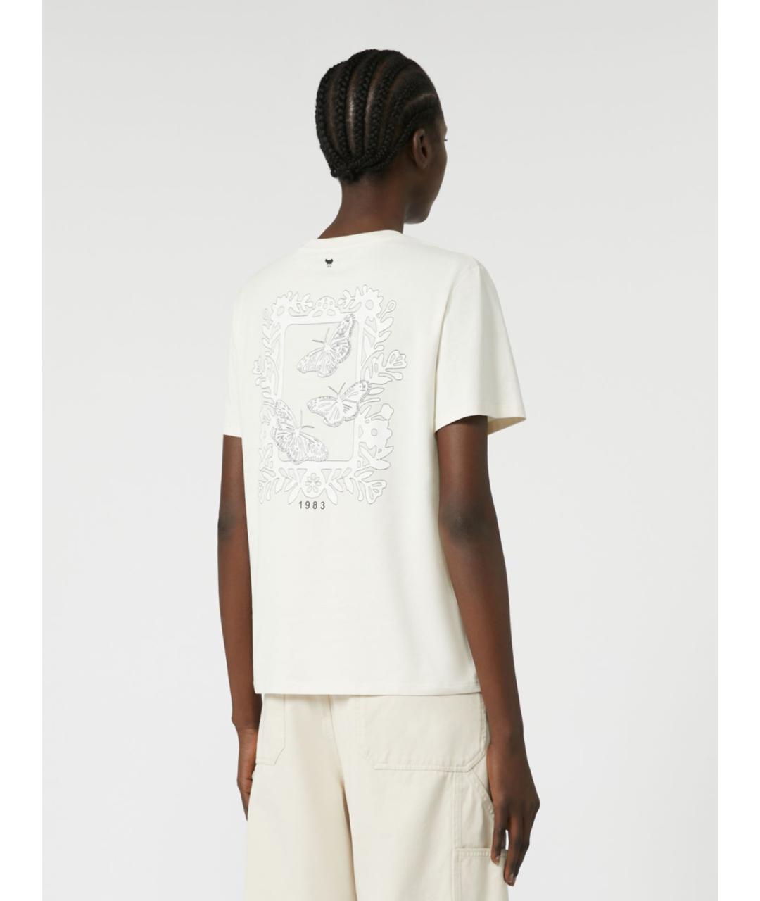 WEEKEND MAX MARA Белая хлопковая футболка, фото 3