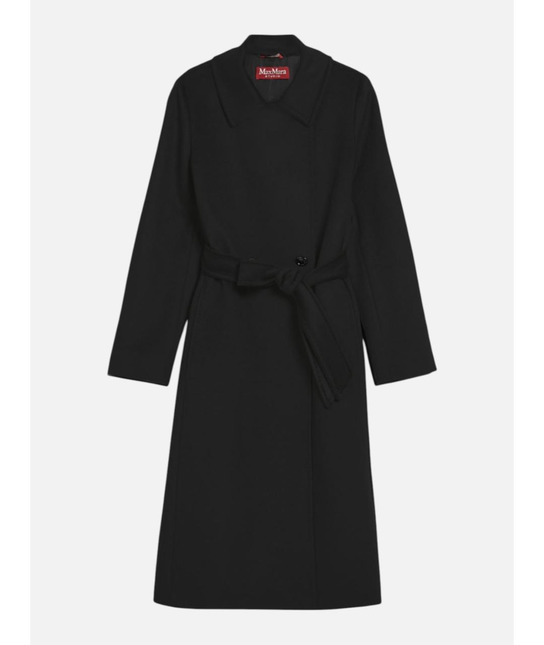 MAX MARA STUDIO Черное шерстяное пальто, фото 5