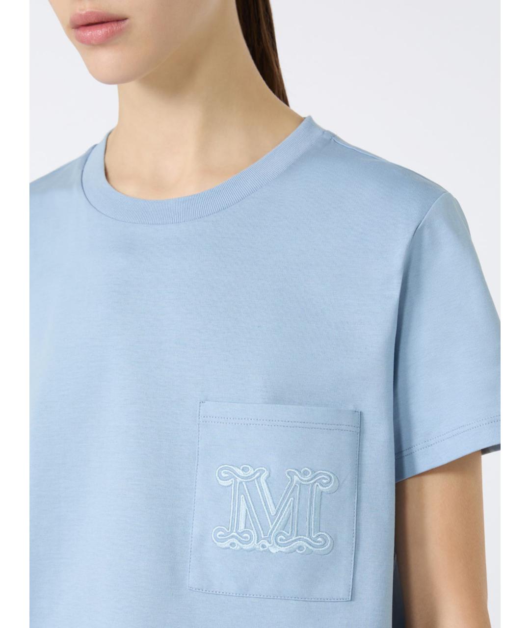 MAX MARA Голубая хлопковая футболка, фото 5