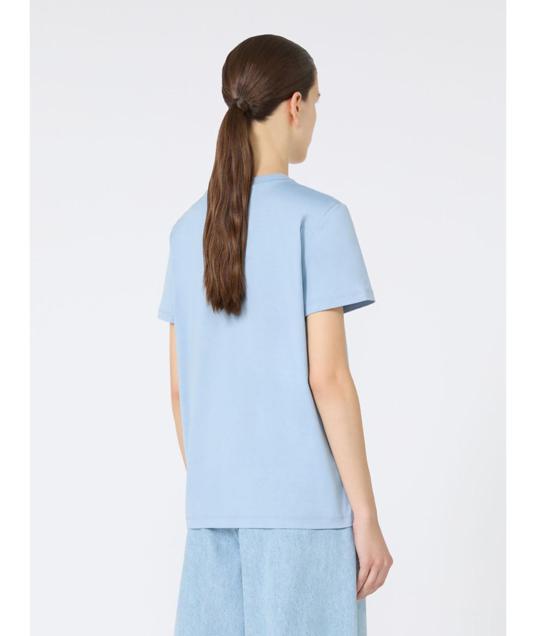 MAX MARA Голубая хлопковая футболка, фото 4