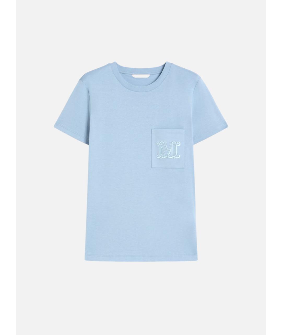 MAX MARA Голубая хлопковая футболка, фото 6