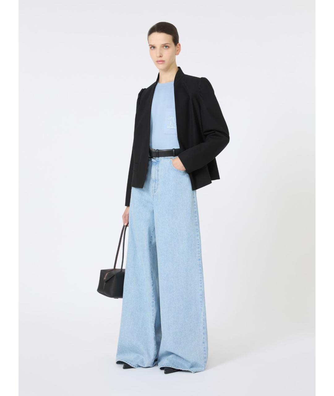 MAX MARA Голубая хлопковая футболка, фото 2