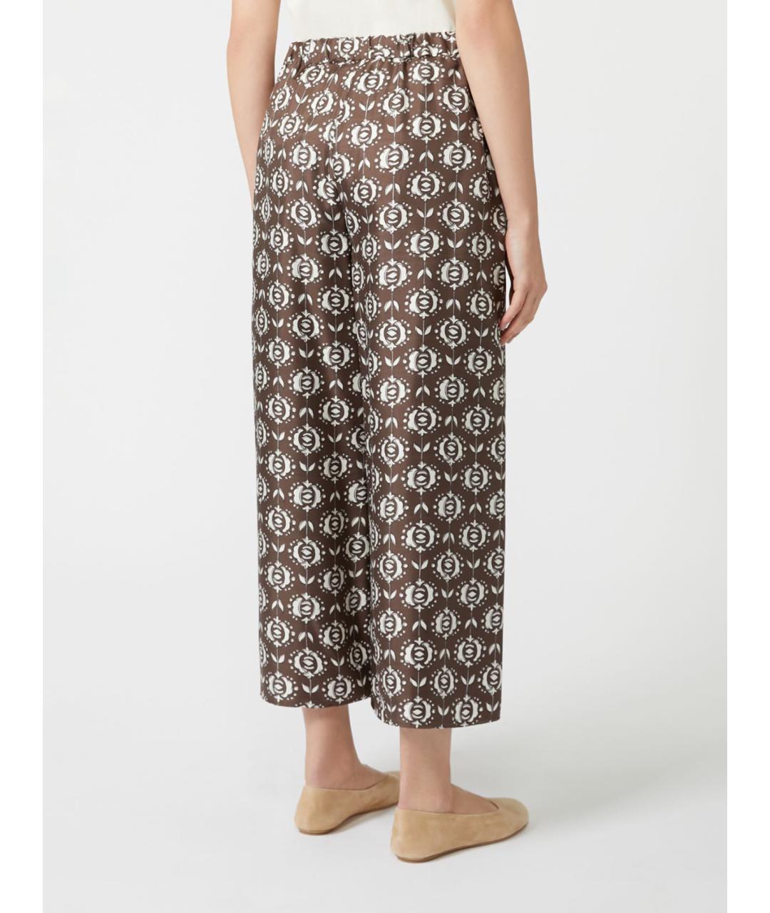 WEEKEND MAX MARA Коричневые шелковые брюки широкие, фото 3