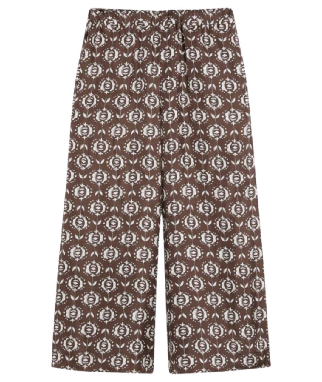 WEEKEND MAX MARA Коричневые шелковые брюки широкие, фото 1
