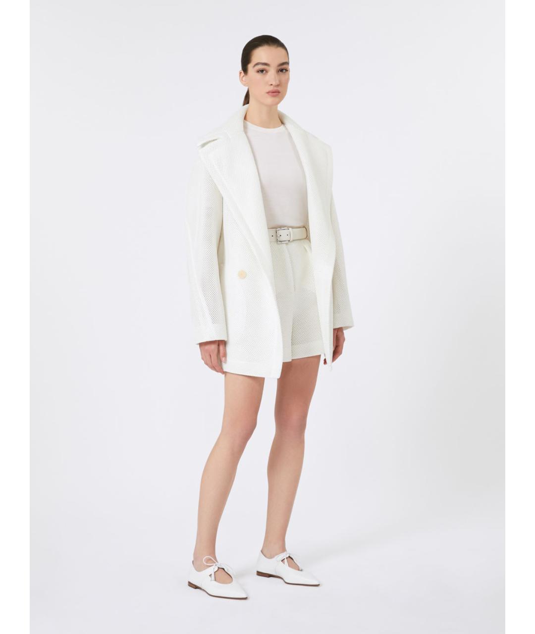 MAX MARA Белое полиэстеровое пальто, фото 2