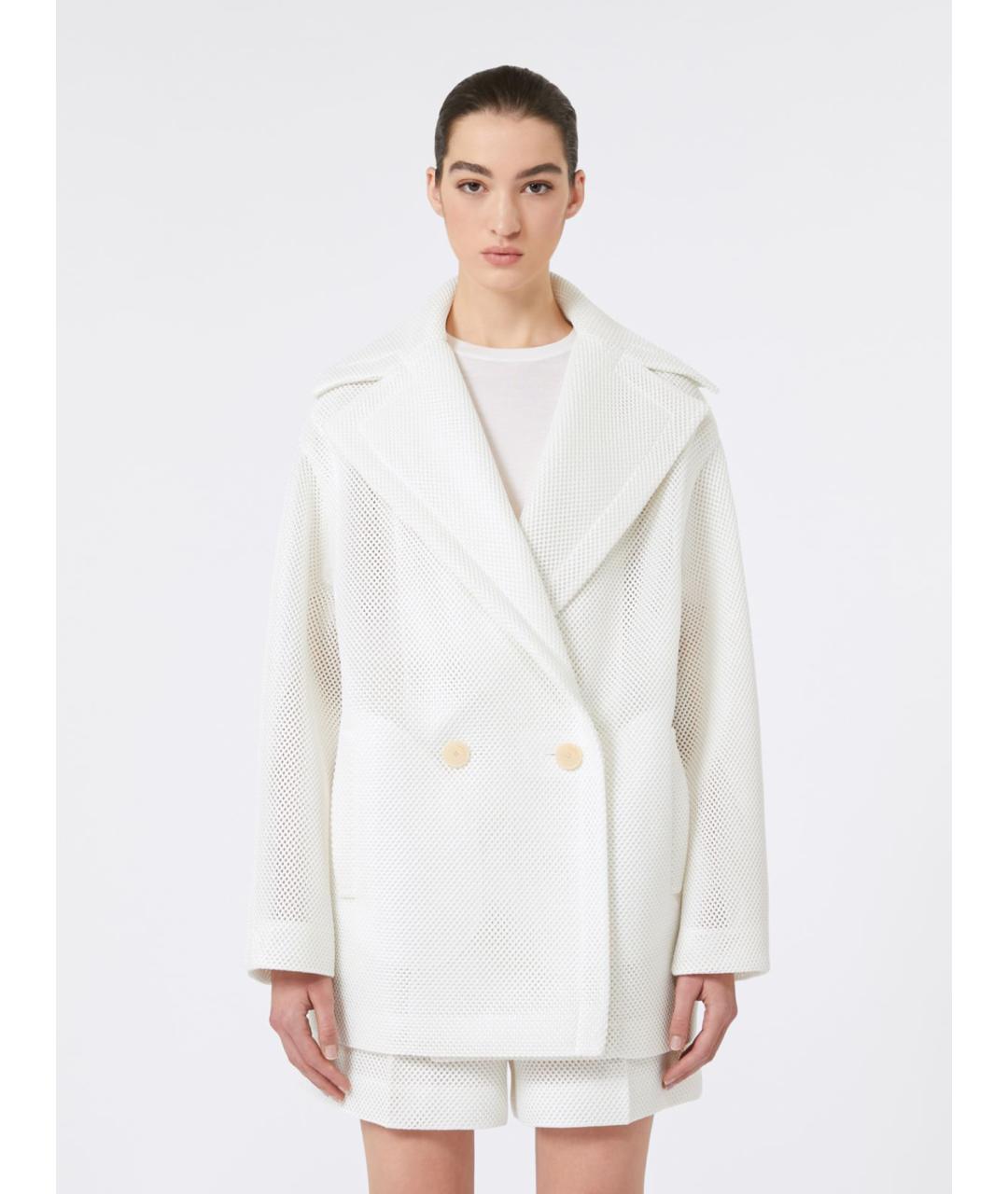 MAX MARA Белое полиэстеровое пальто, фото 5