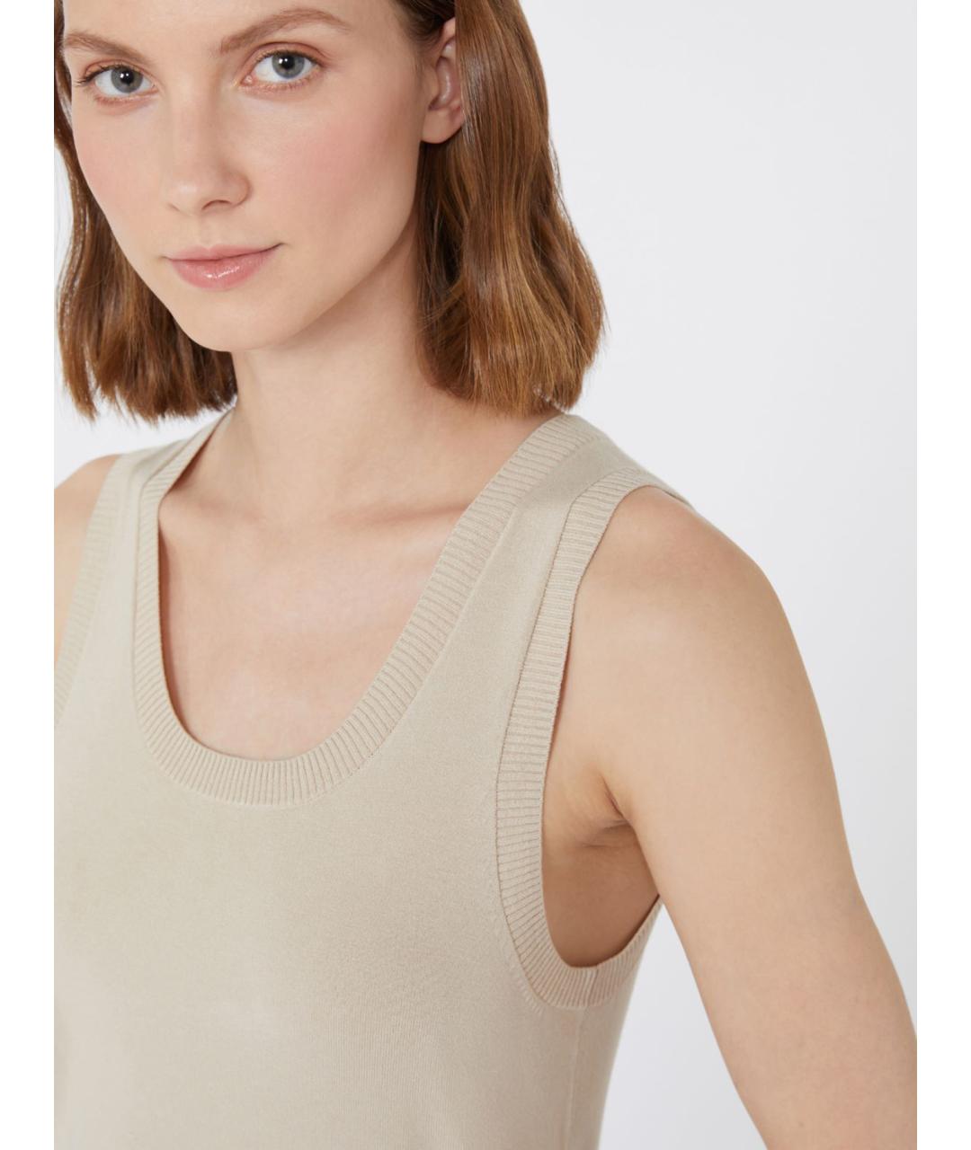 WEEKEND MAX MARA Бежевая вискозная майка, фото 3