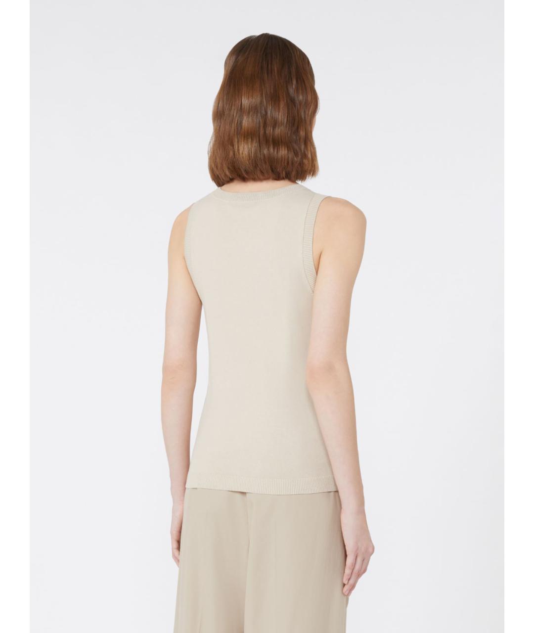 WEEKEND MAX MARA Бежевая вискозная майка, фото 4