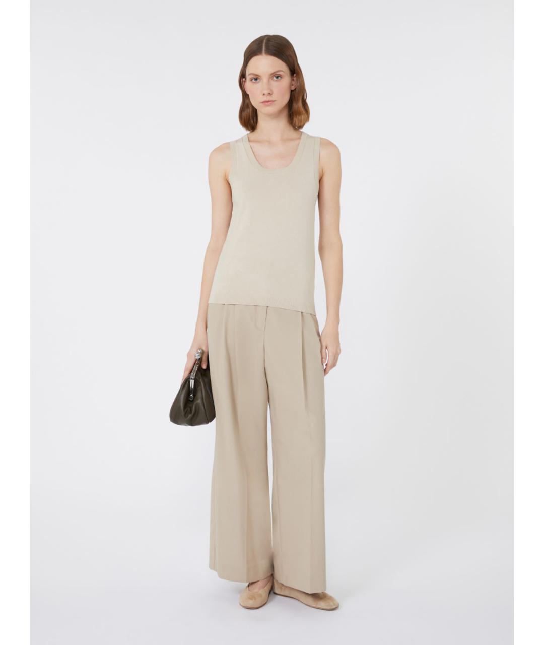 WEEKEND MAX MARA Бежевая вискозная майка, фото 2