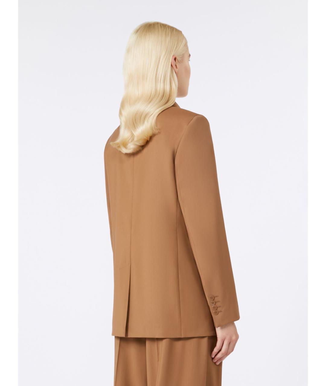 MAX MARA STUDIO Бежевый шерстяной жакет/пиджак, фото 3