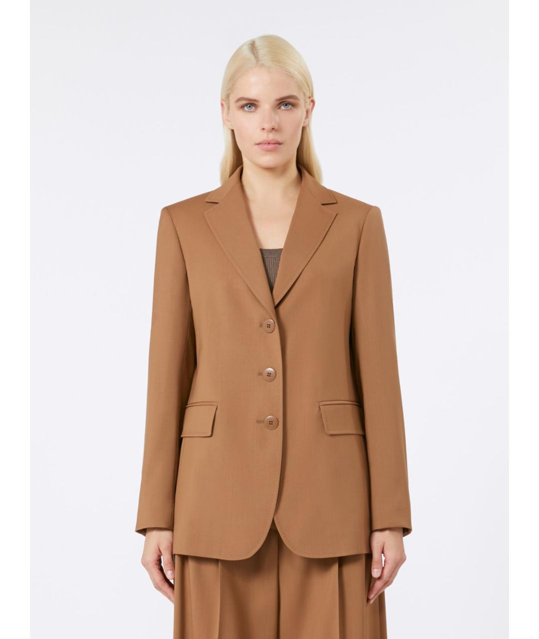MAX MARA STUDIO Бежевый шерстяной жакет/пиджак, фото 4