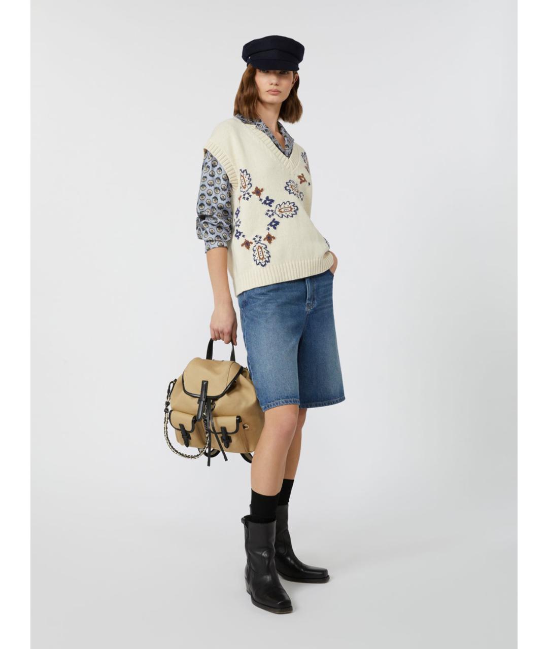 WEEKEND MAX MARA Белый хлопковый жилет, фото 2