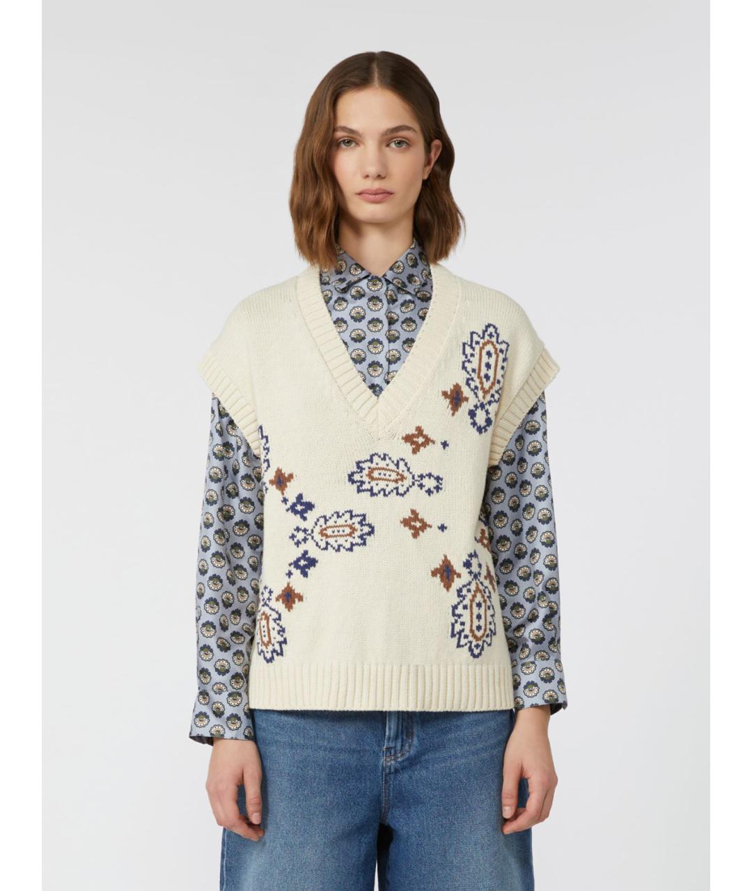 WEEKEND MAX MARA Белый хлопковый жилет, фото 4