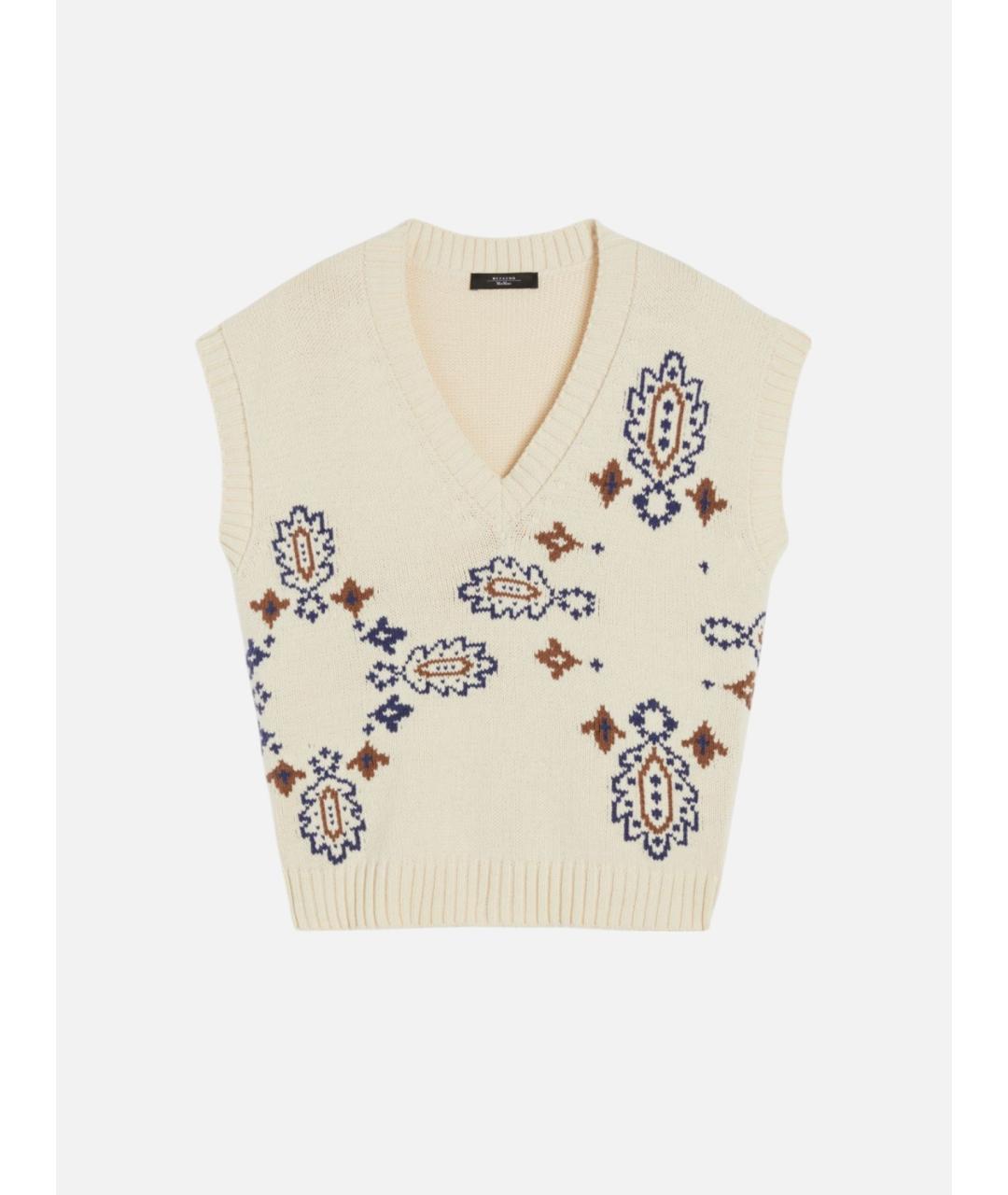 WEEKEND MAX MARA Белый хлопковый жилет, фото 5