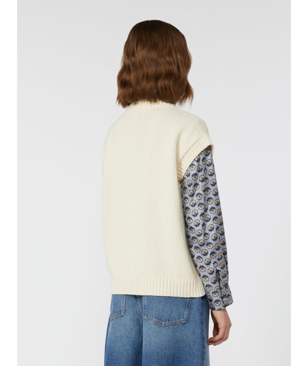 WEEKEND MAX MARA Белый хлопковый жилет, фото 3