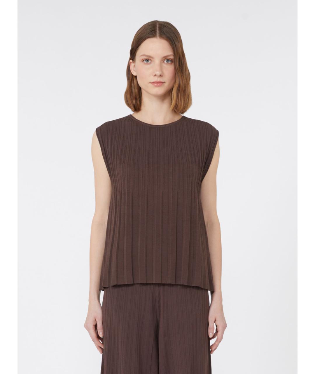 WEEKEND MAX MARA Коричневая вискозная блузы, фото 4