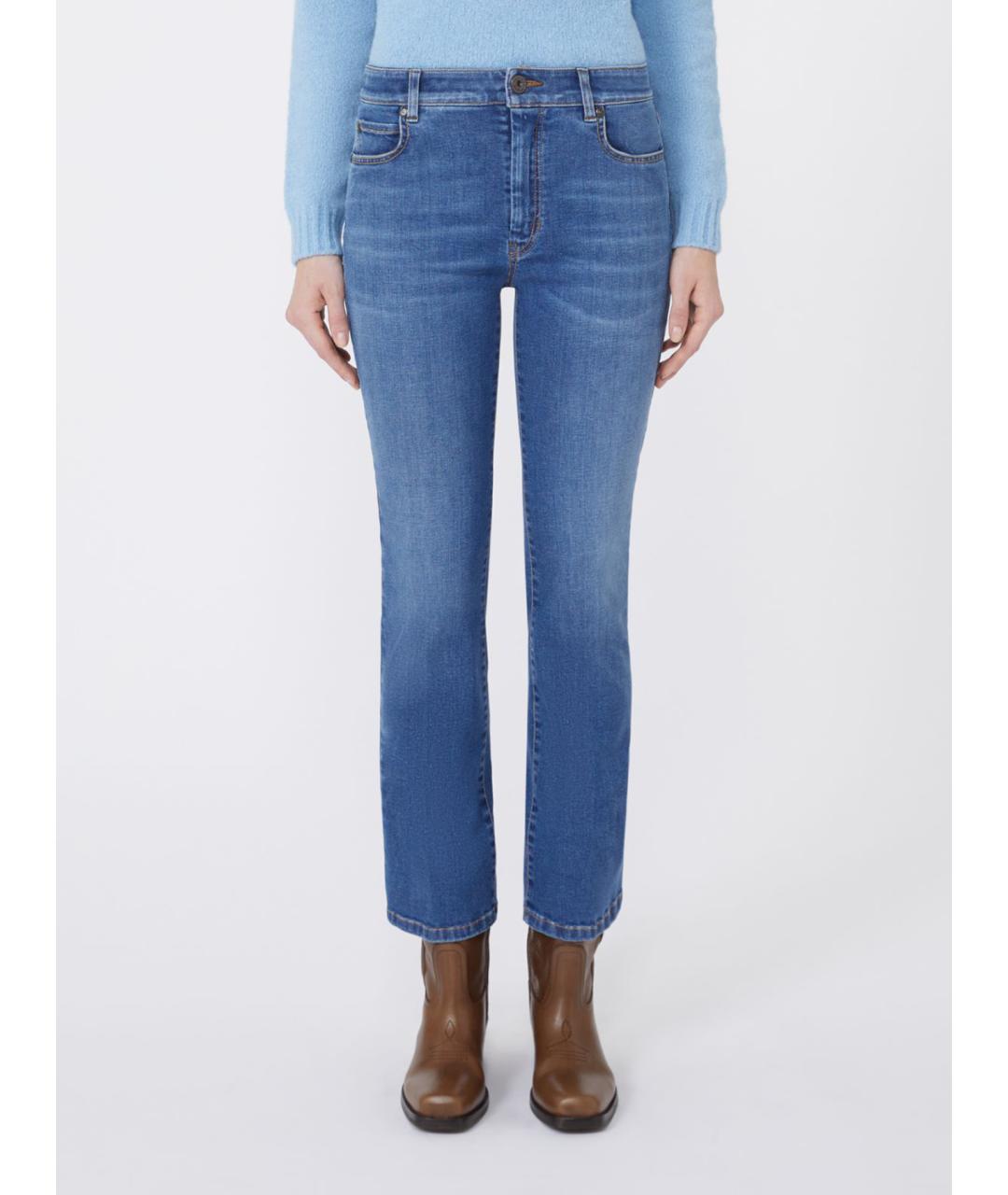 WEEKEND MAX MARA Синие хлопковые прямые джинсы, фото 5