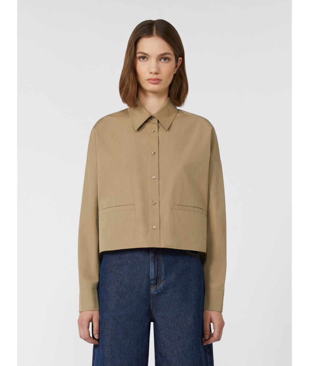 WEEKEND MAX MARA Бежевая хлопковая рубашка, фото 4