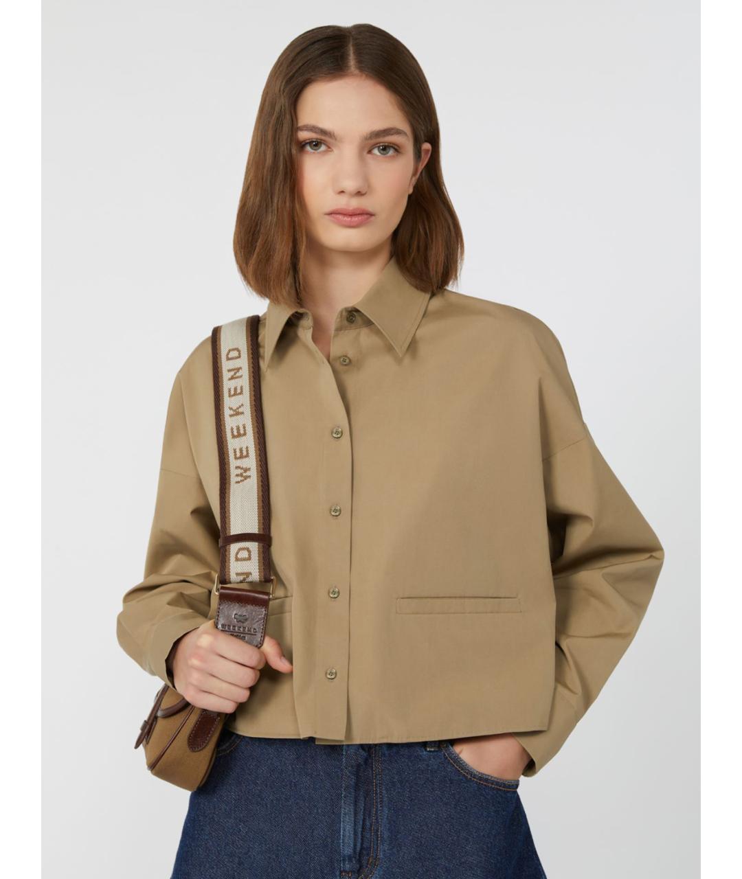 WEEKEND MAX MARA Бежевая хлопковая рубашка, фото 5