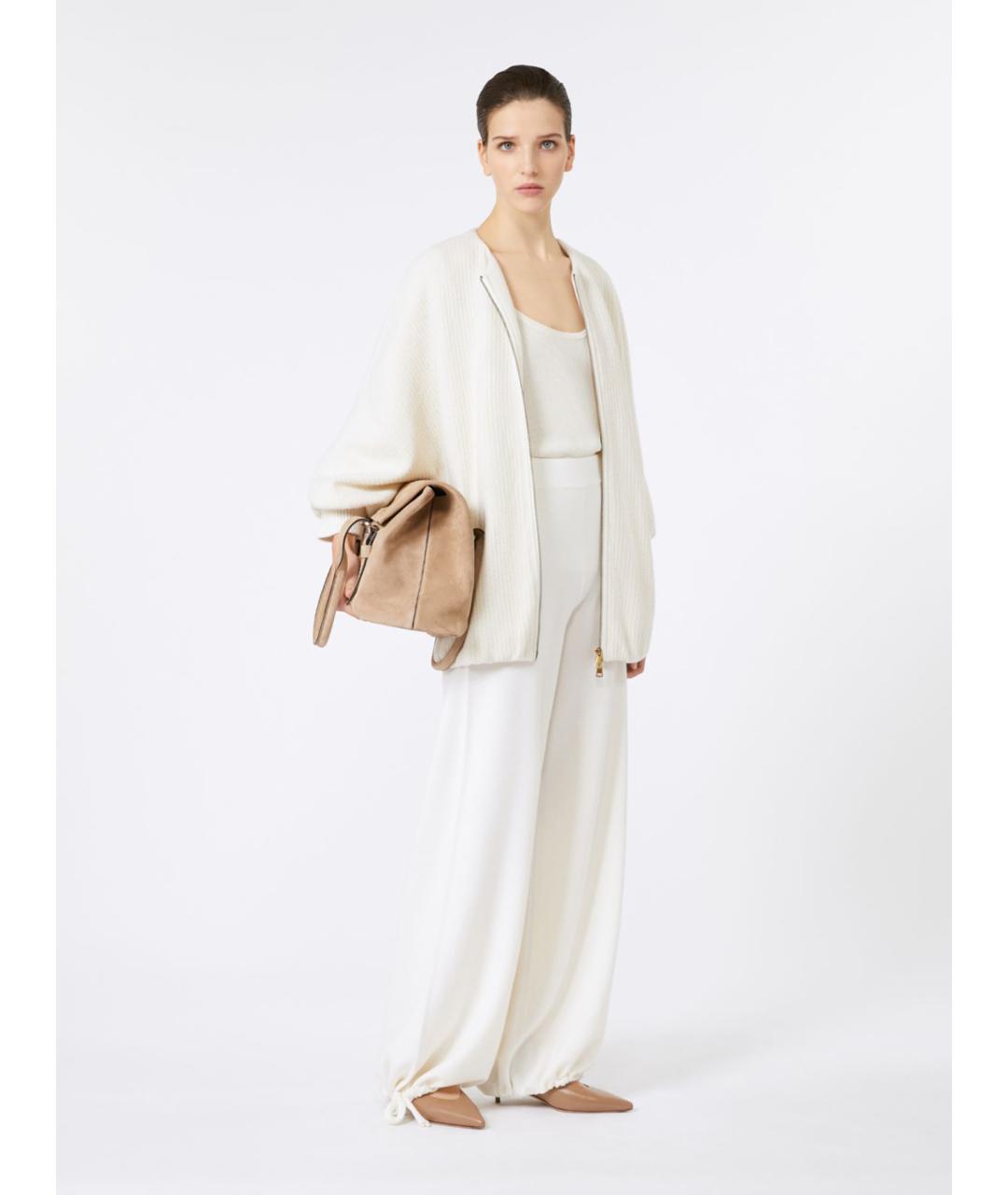 MAX MARA Белые шерстяные брюки широкие, фото 2