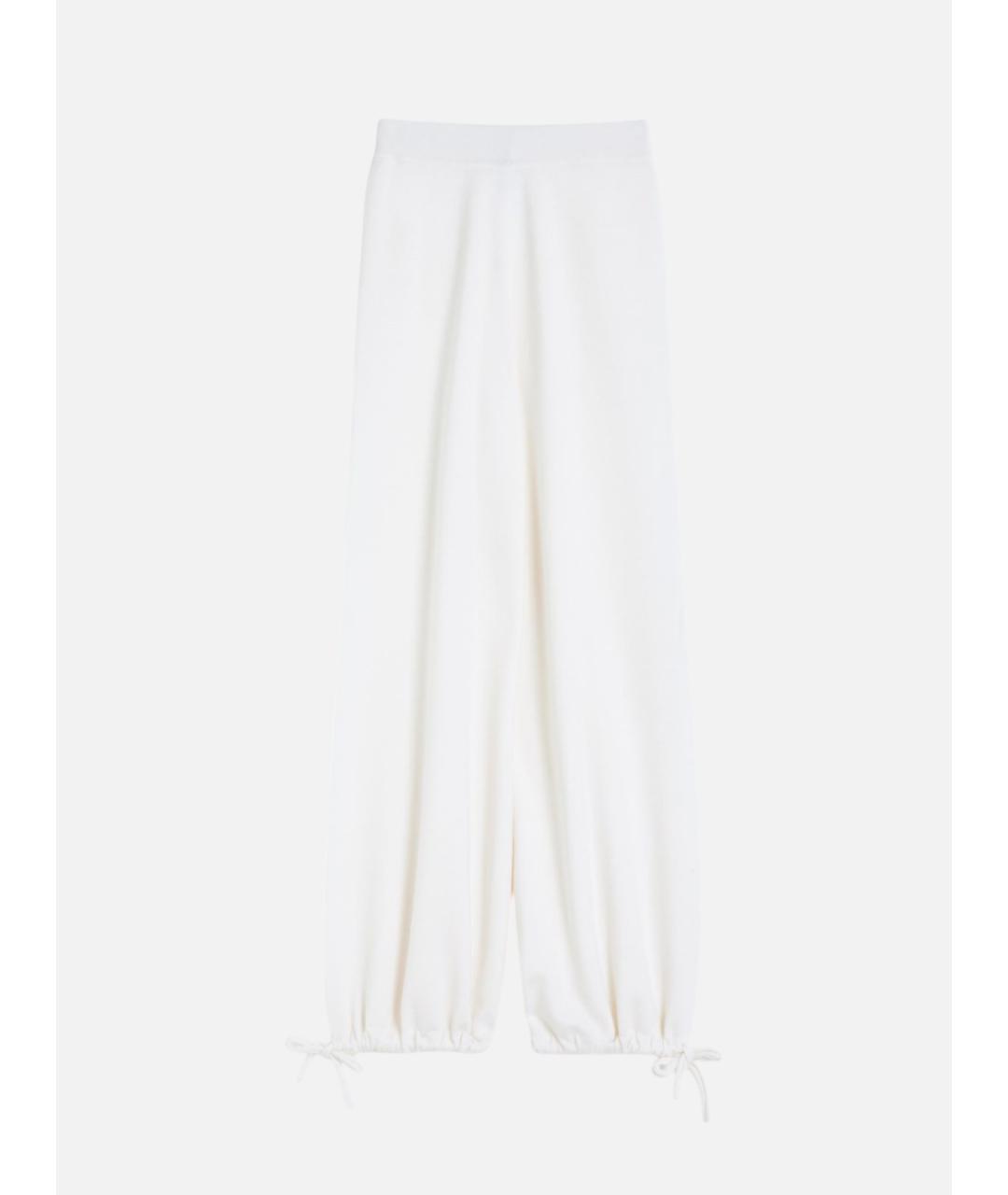 MAX MARA Белые шерстяные брюки широкие, фото 5