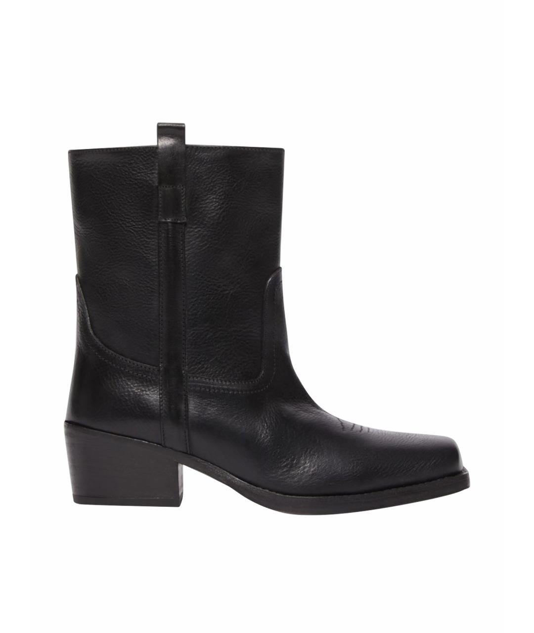WEEKEND MAX MARA Черные кожаные ботинки, фото 1