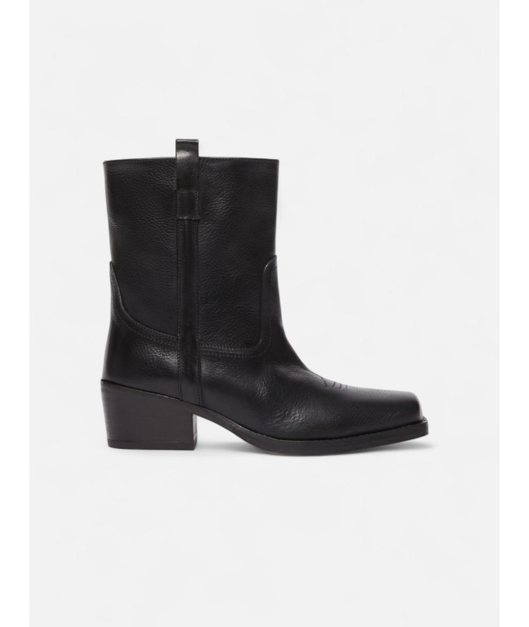 WEEKEND MAX MARA Черные кожаные ботинки, фото 5