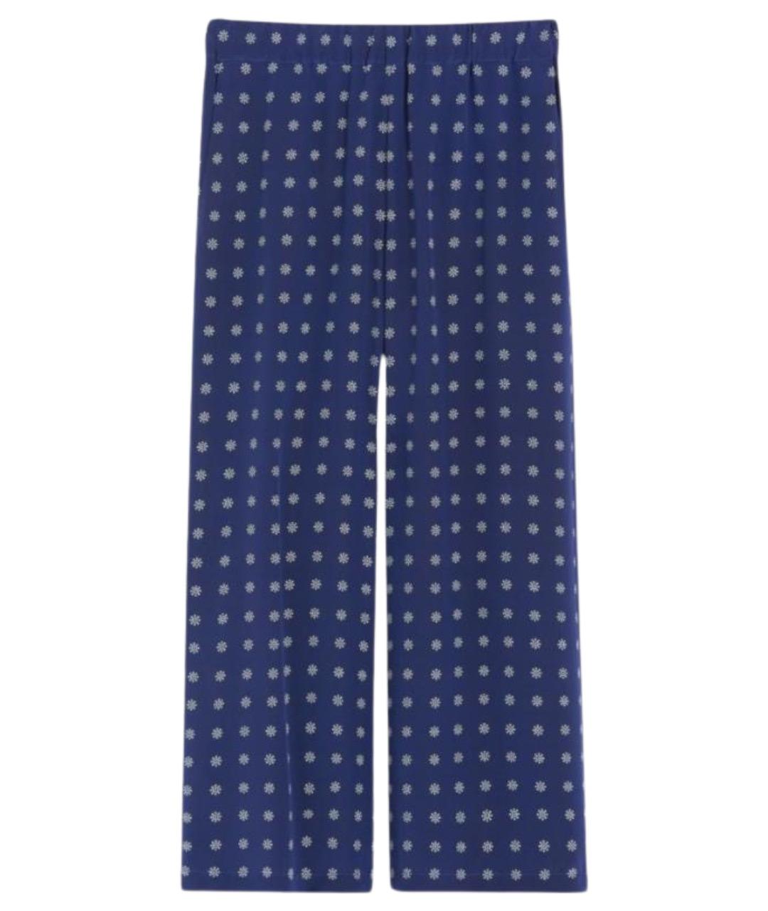 WEEKEND MAX MARA Синие шелковые брюки широкие, фото 1