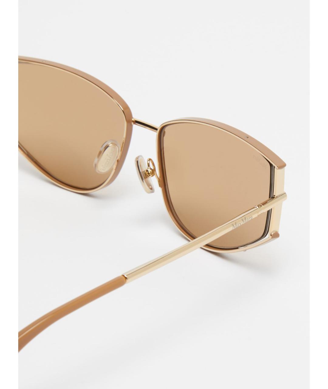 MAX MARA Золотые металлические солнцезащитные очки, фото 3