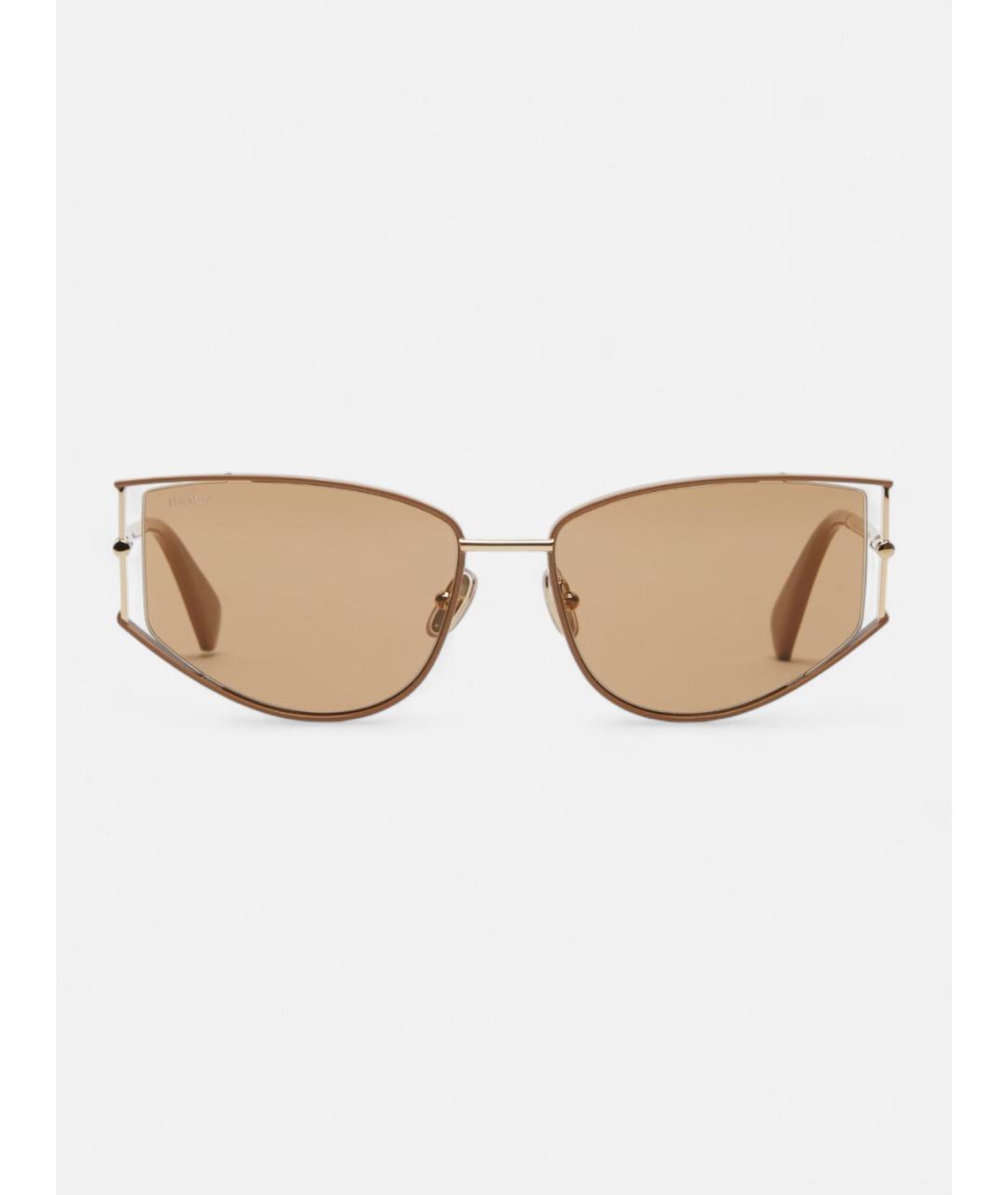 MAX MARA Золотые металлические солнцезащитные очки, фото 5