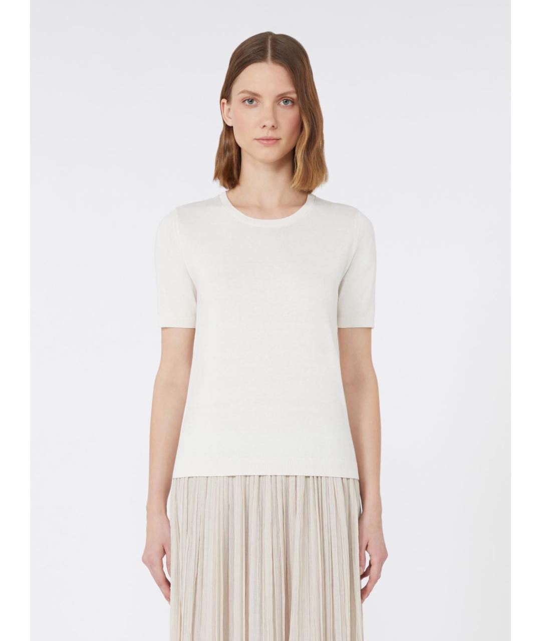 WEEKEND MAX MARA Белая шелковая футболка, фото 4