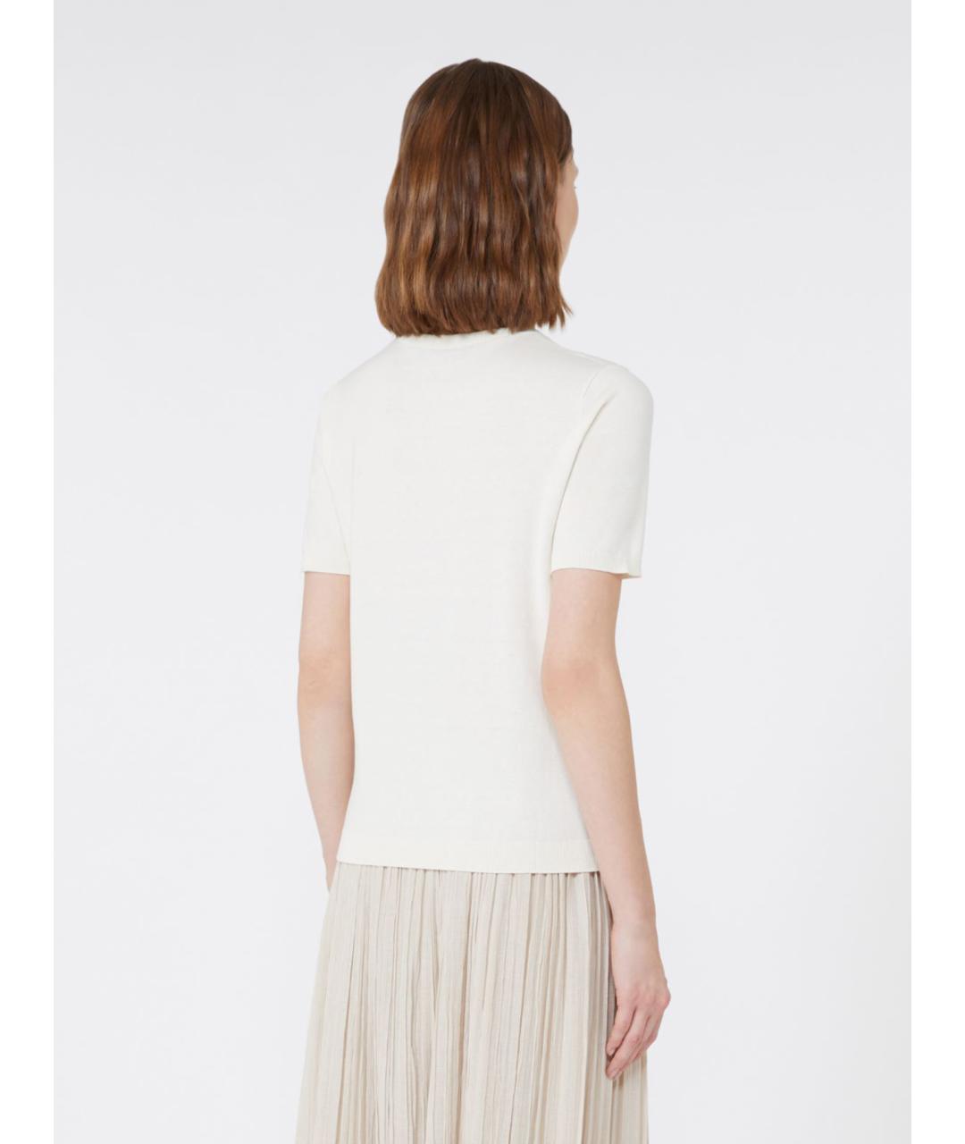 WEEKEND MAX MARA Белая шелковая футболка, фото 3